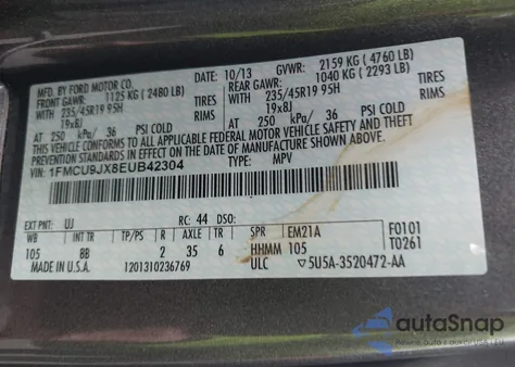 2014 Ford Escape Titanium из США, поврежденный, VIN 1FMCU9JX8EUB42304